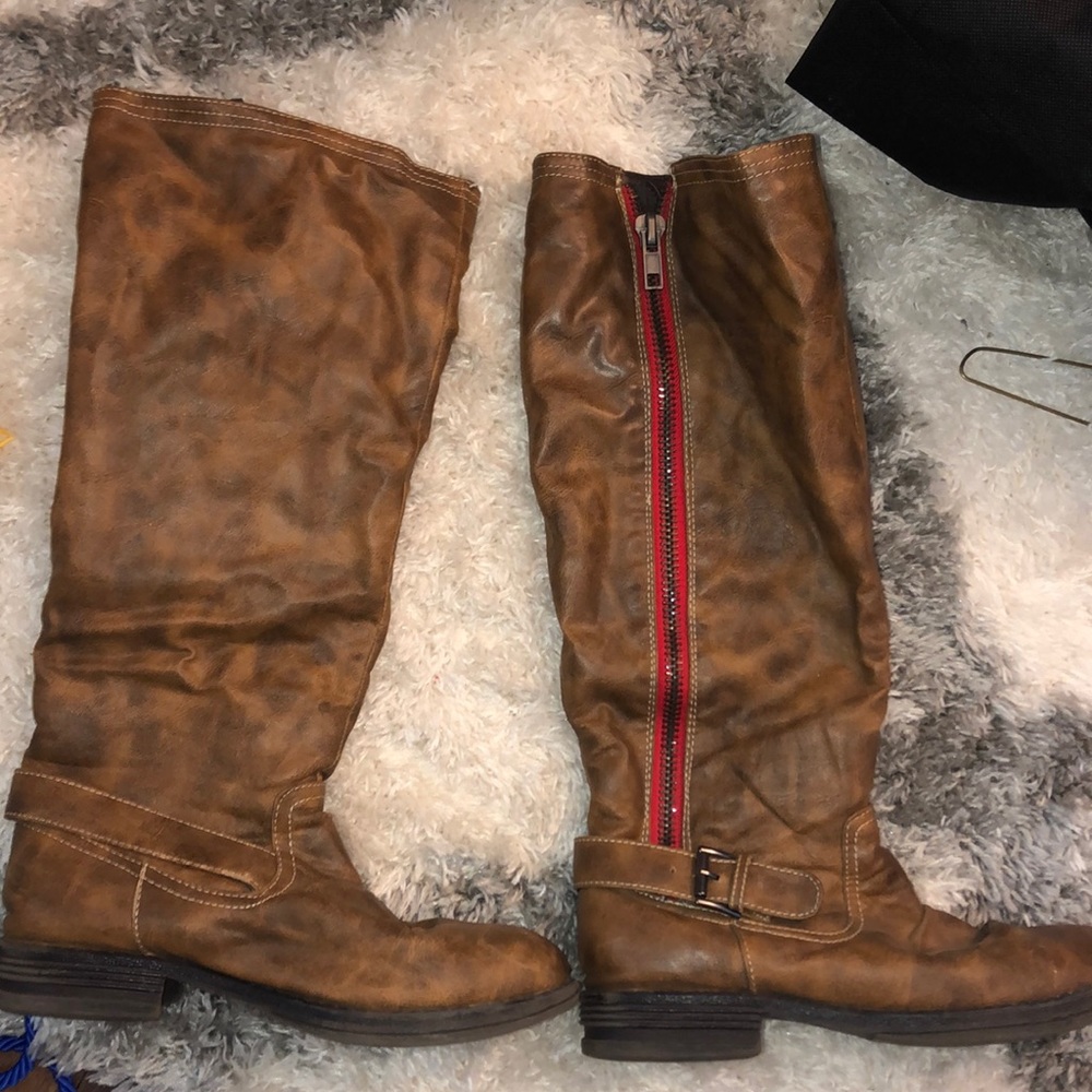 Brown wide leg boot